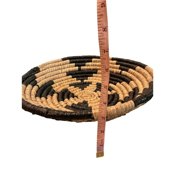 Handmade Seagrass Basket Set Black Tan Star Pattern Boho Rustic Country Africa - Picture 10 of 12